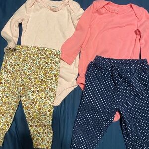 Baby onesies and Leggings Set - Pink and Floral